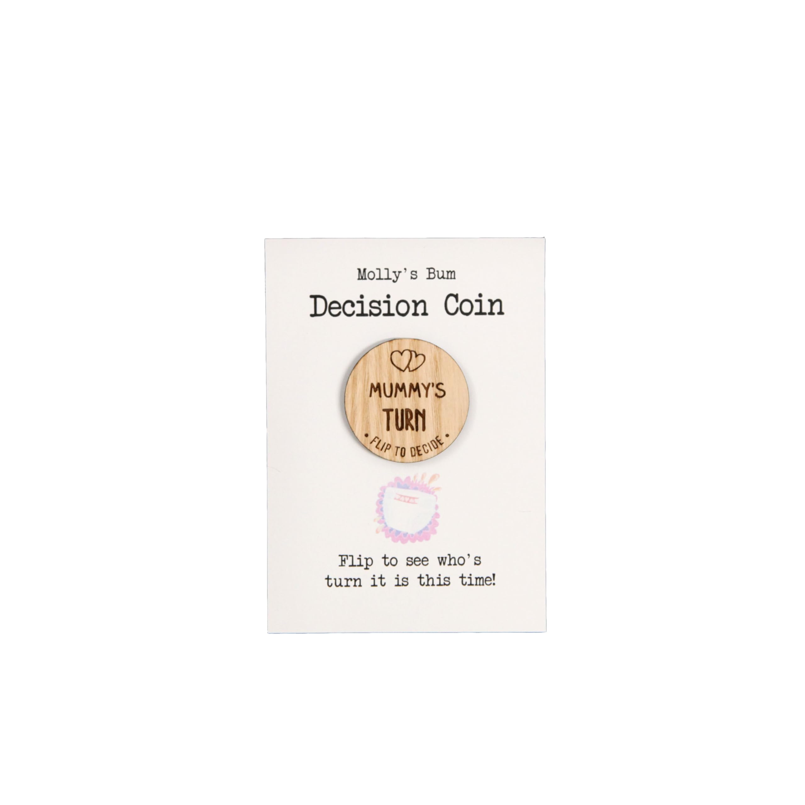 Personalised Decision Coin, Baby Nappy Diaper Changing, Flip, Baby Shower Gift, Stocking Filler, New Baby, Announcement, Coin Toss Dice