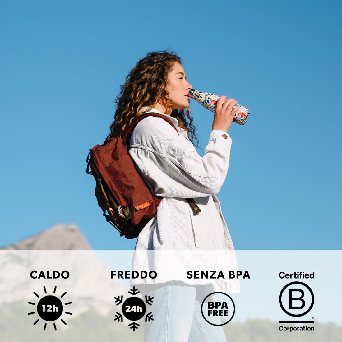 Qwetch - Borraccia Termica 500 ml in Acciaio Inox Verde Pastello - 24h Freddo, 12h Caldo - Ermetica, Senza BPA & Riutilizzabile - Bottiglia Termica per Sport, Ufficio, Viaggi, Escursioni