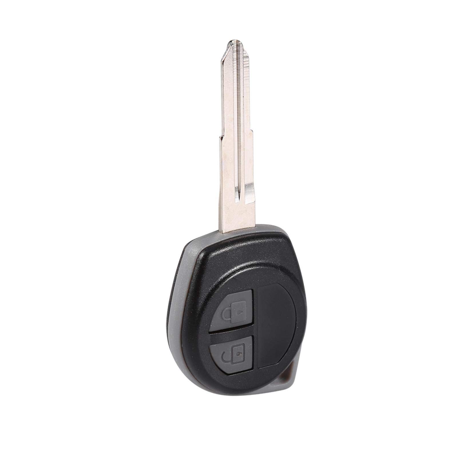 2 Buttons Remote Key Shell Case Cover, Remote Key Fob Replacement Fit Suzuki Vitara Swift Ignis Sx4 Liana Alto Black Plastic and Metal