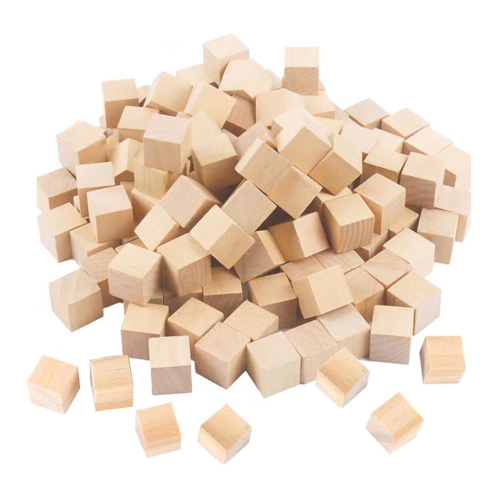 300 Pcs Small Wooden Cubes, 1cm Wood Square Blocks Natural for Crafting Natural Square Wooden Blocks