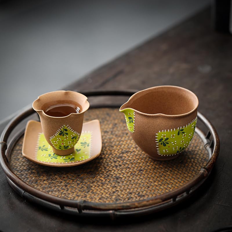 Matcha Filiżanki Ręcznie malowane sitko do herbaty ze stokrotkami, kreatywny garnek ceramiczny, vintage unikalny zestaw ceramiczny, zestaw do herbaty, kubek do zaparzania herbaty