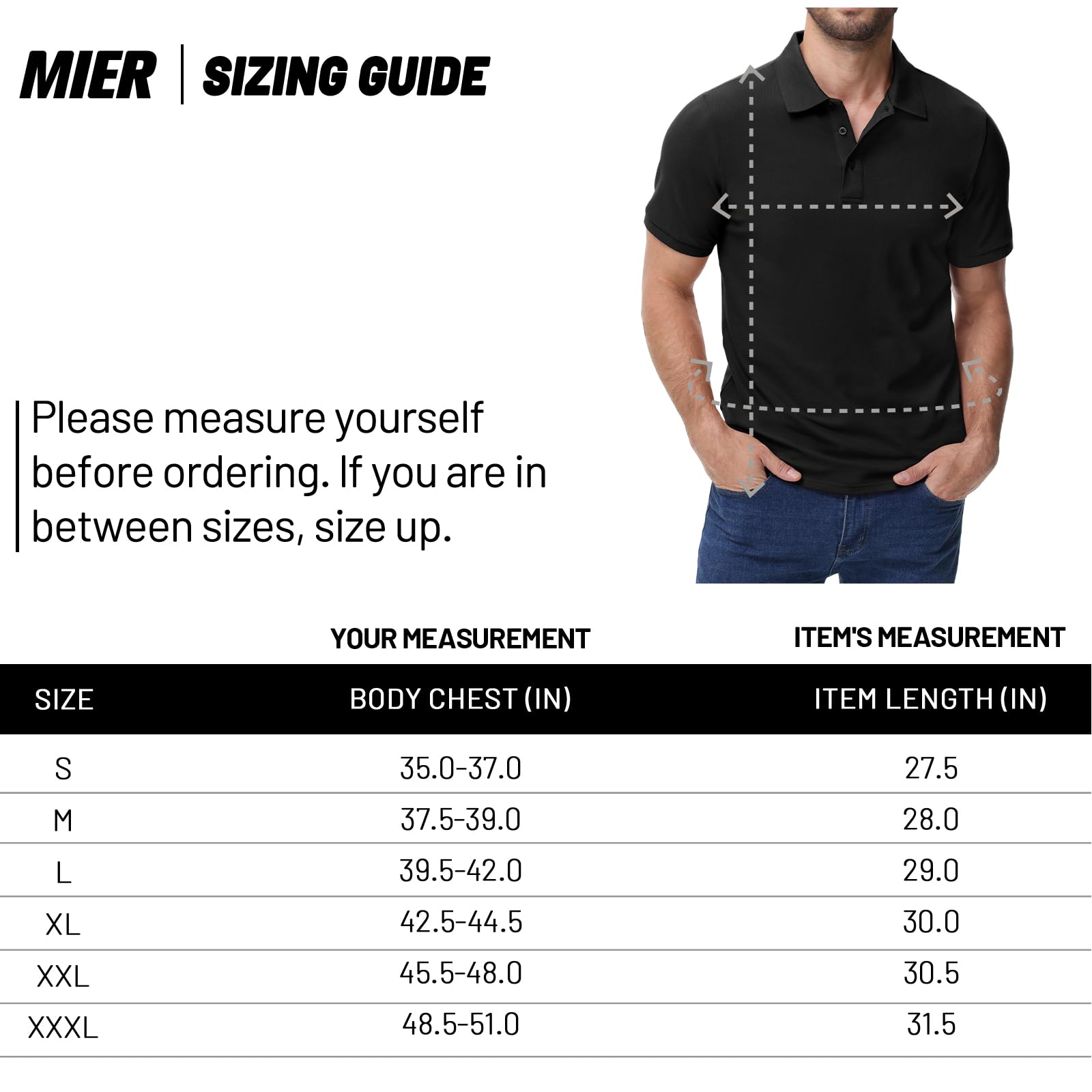 MIER Polo da uomo in cotone, a maniche corte, da golf, tennis, con colletto, per lavoro, viaggi, 3 bottoni, ultra morbida