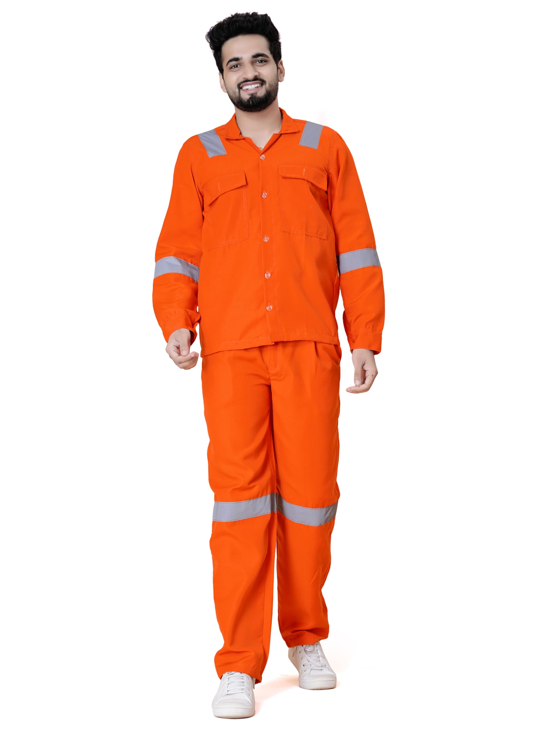 Men's Solid Cotton Full Sleeve Regular Fit Coverall Industrial Boiler Suit Shirt and Pant(K_E_76837)-image-0