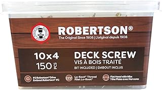10 X 4" Flat 4 Lug Robertson® 2/3 Aster Lo-Root®, Deck Screws, Brown, 150pcs | #2 Robertson® Driver Bit Included