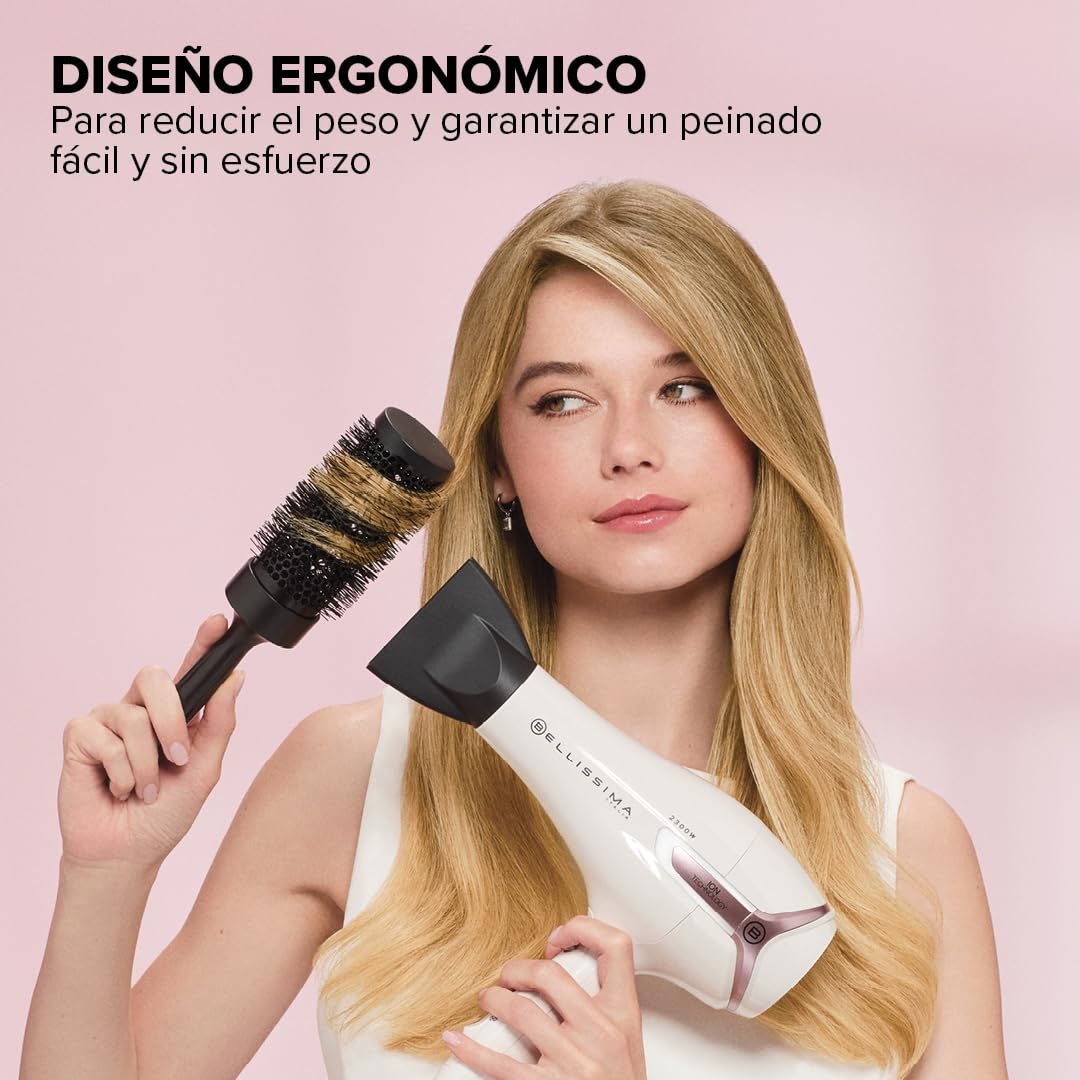 Bellissima K9 2600 Secador Ligero 2300 W Secado Rápido - Secador Iónico - Cabello Hidratado y Sin Encrespamiento - Peinado Definido con Difusor y Cepillo Incluidos
