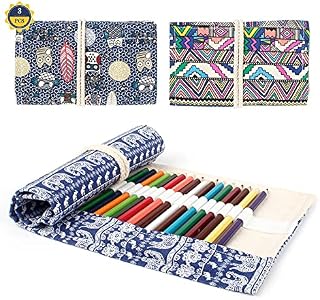 3 PCS Canvas Pencil Wrap 36 Holes Pencil Roll Wrap Canvas Pencil Wrap Case Drawing Coloring Pencil Roll Up Case for School Office Drawing