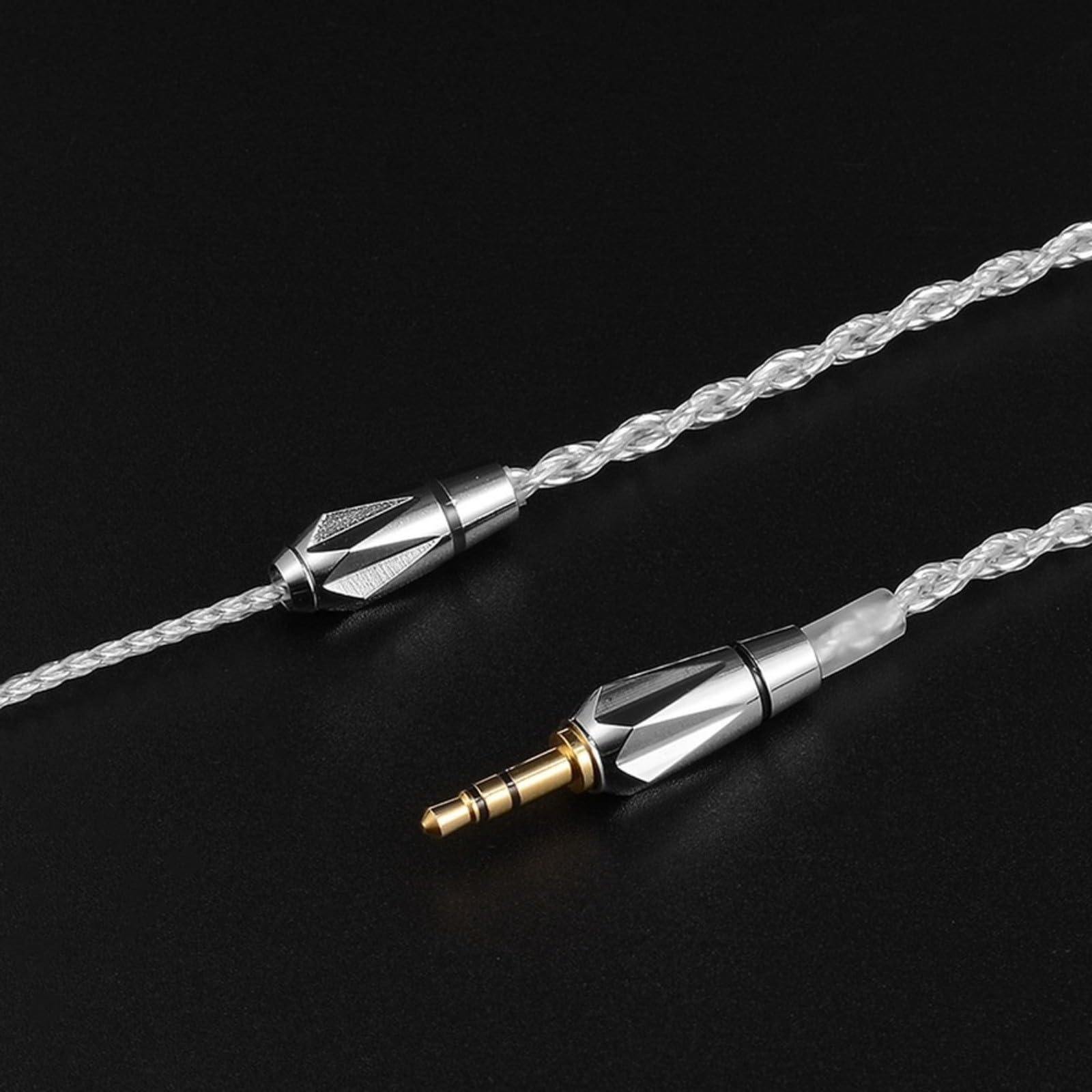 Cable de audio equilibrado de cobre chapado en plata, conector de 2 pines de 0,78 mm, diseño trenzado de 4 hebras con actualización de auriculares HiFi de 3,5 mm y 4,4 mm (4,4 mm)