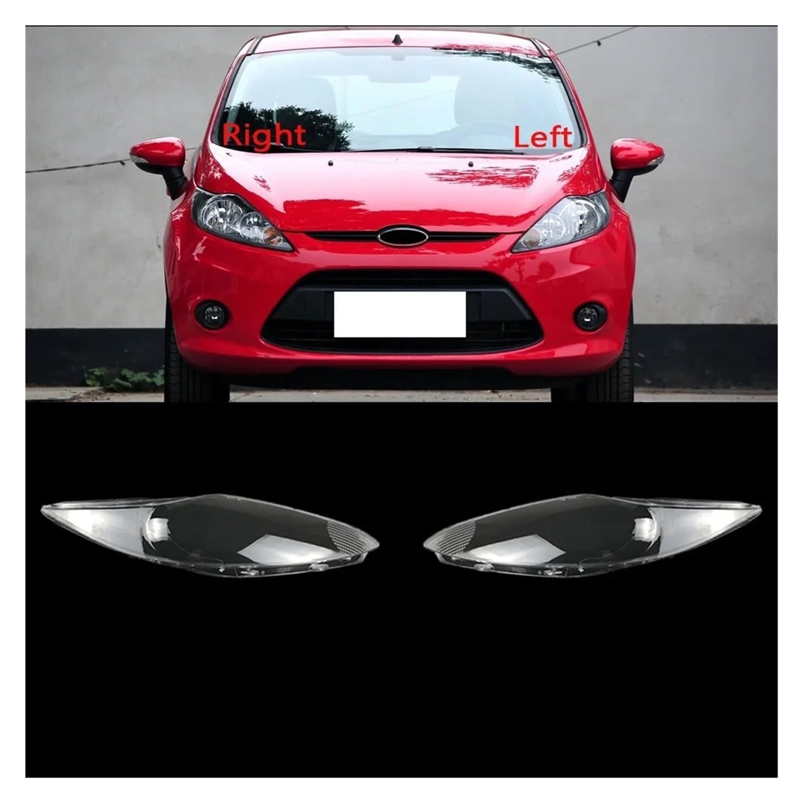 Auto Paralume Trasparente Per Ford Per Fiesta 2009-2012 Copertura Faro Anteriore Guscio Faro Maschera Trasparente(Right)