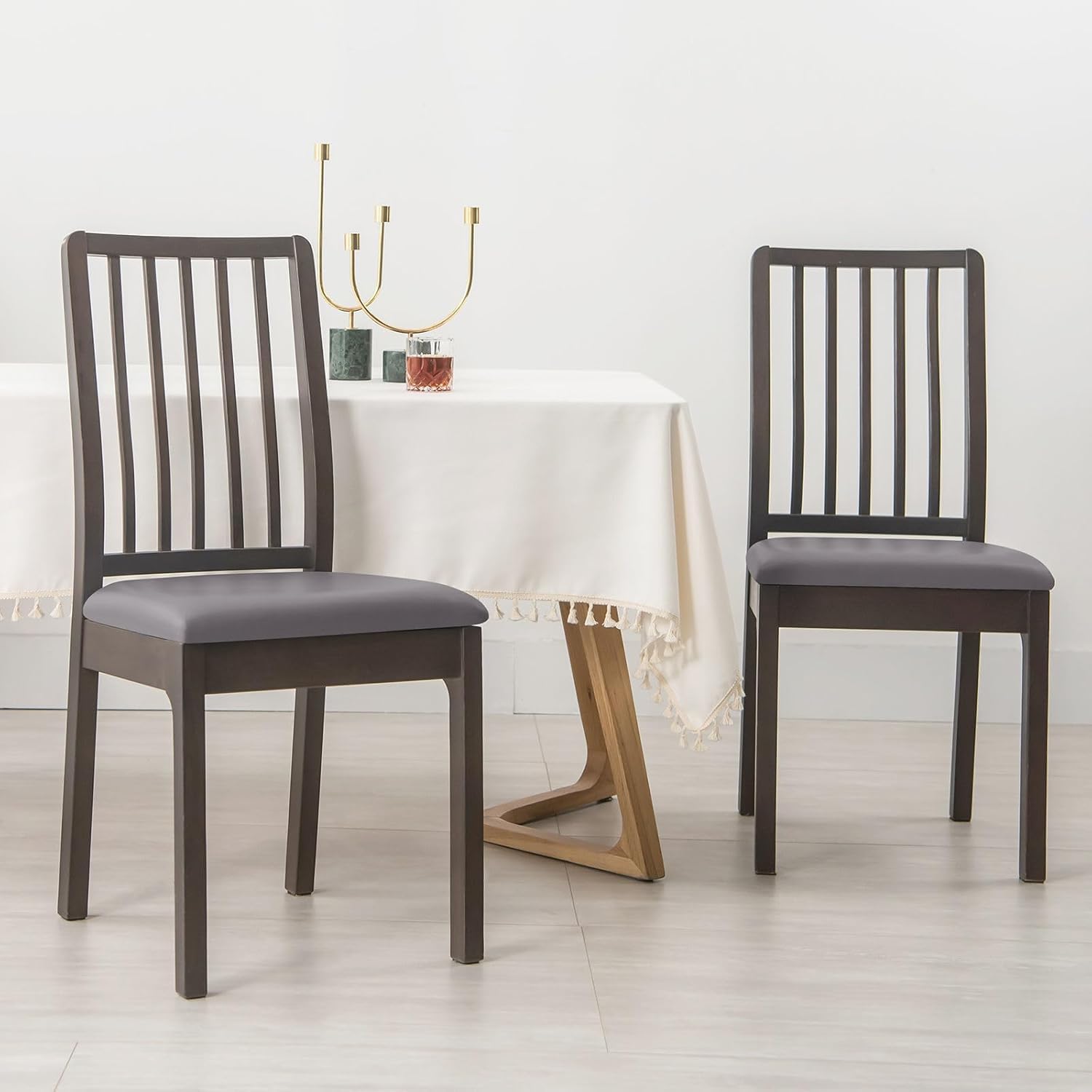 Fundas de asiento impermeables de piel sintética para sillas de comedor