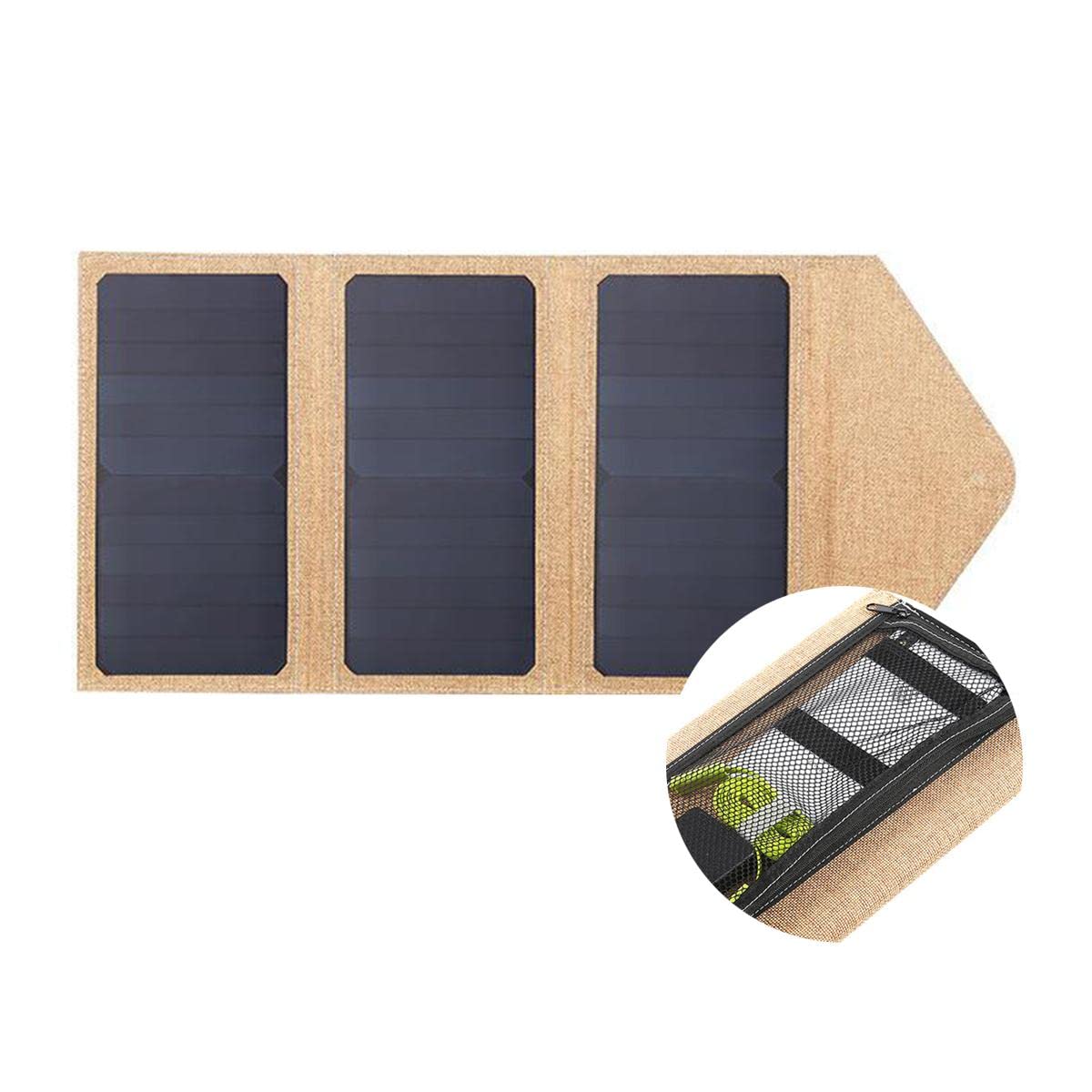 Pacchetto Pieghevole con Carica Solare a Tre schede da 21 W, Caricatore per Pannello Solare da 5 V 2,9 A, Tasso di conversione della Doppia Porta USB 23%, Adatto per Smartphone, Tablet, Campeggio al