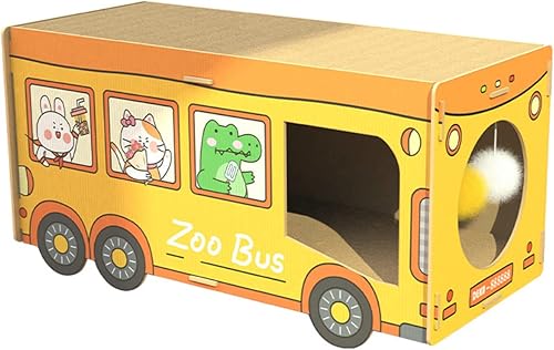 SHENGOCASE Rascador grande de madera Jumbo de 264 x 118 pulgadas caja de madera HDF con almohadilla rascadora de cartón reemplazable y juguete de