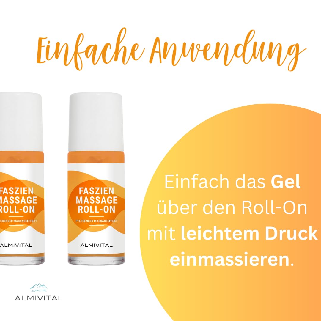 ALMIVITAL 2-er Faszien Massage Roll-On to go | Verklebte, verhärtete oder verkürzte Faszien lösen | Pflegt, massiert & lockert das Bindegewebe |Erfrischender Zitronen-Orangen-Duft | á 50ml