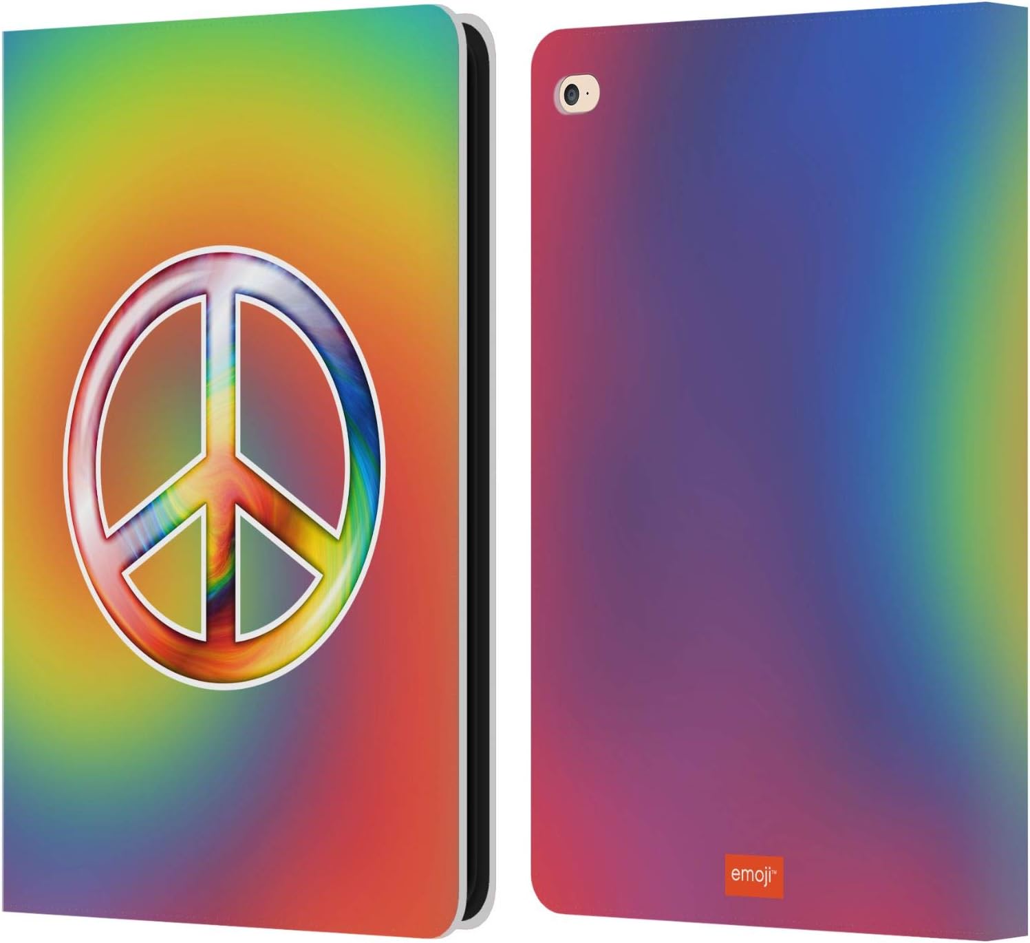 Head Case Designs Officially Licensed Emoji Peace Sign Hippie Chic Leather Wallet Case Compatible with Apple iPad Air 2 (2014)
