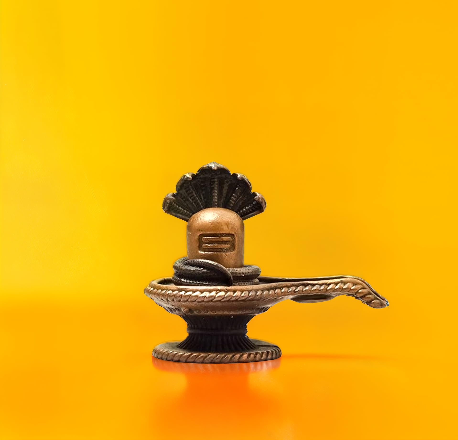 Copper Shiva Lingam for Puja | Handmade Shivling Idol with Snake and Peetham Base for Home Temple Mandir Décor | Car Dashboard | Antique Finish (1.5 inch)