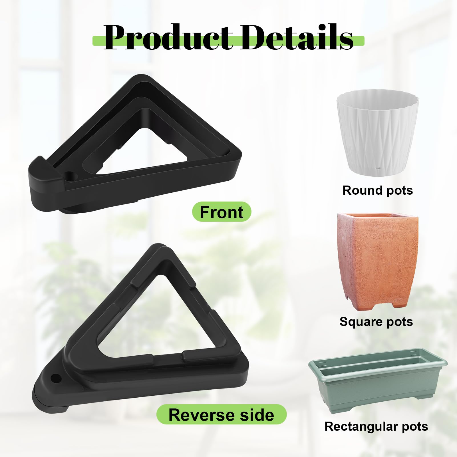Meng Jiaran 48 Pcs Invisible Triangular Pot Feet Breathable Plastic 3.5cm Plant Stand Risers Prevent Rot Pots Toes for Small Large Pots Indoor Outdoor - Image 3