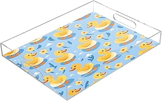 Serving Tray Decorative Trays and Platters Snacks Bowl Candy Dish Yellow Duck Floral for Breakfast, Lunch, Dinner, Appetizers Food Tray