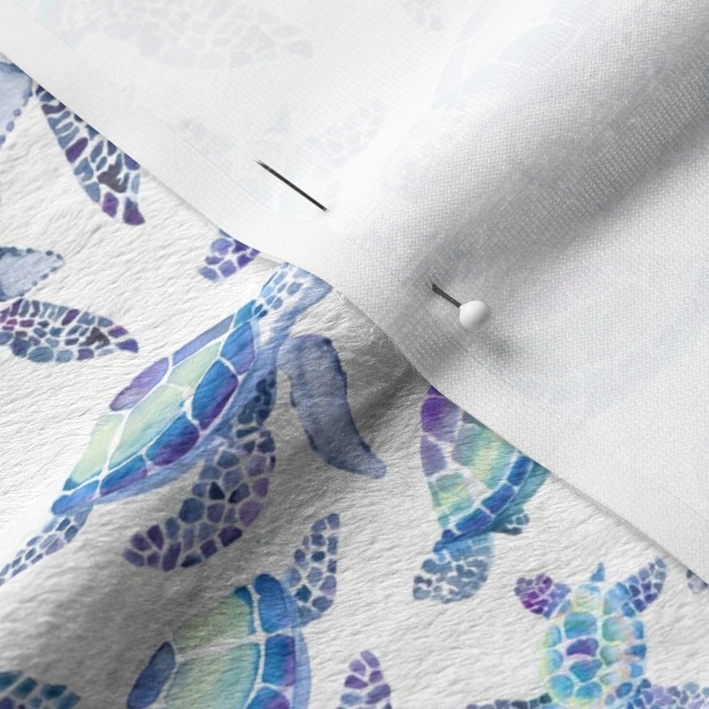 Spoonflower Fabric - Turtles Aqua Blue Small Purple Turquoise Turtle Ocean Sea Marine Printed on Minky Fabric by The Yard - Sewing Baby Blankets Quilt Backing Plush