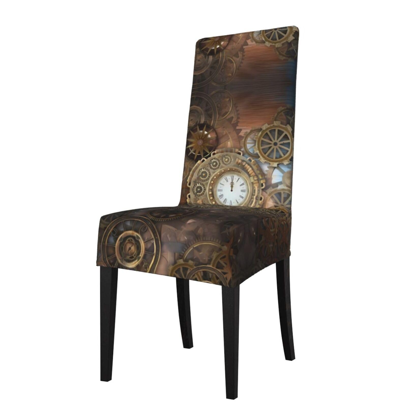 YYHWHJDE Steampunk Clock Prints Protection Cover for Dining Chair – Stretchable Slipcovers for a Refreshing Dining Room Makeover