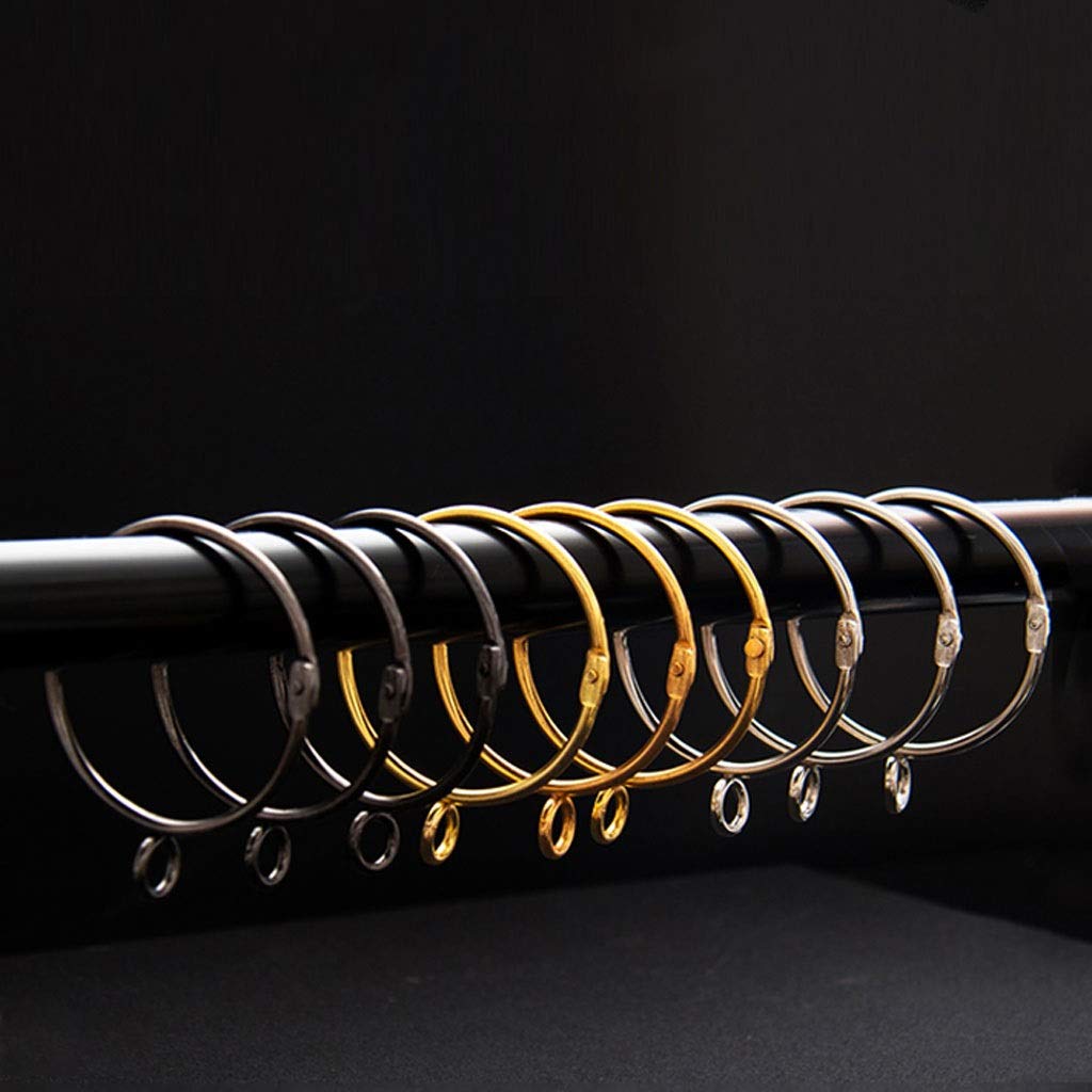 Anillos de cortina Paquete de 10 Anillos de cortina dorados que se pueden abrir Abrir y cerrar Bucles de metal inoxidables con ojales para pasadores de gancho (Dorado) Anillos (Tamaño: 2.5 in) (1.5 in