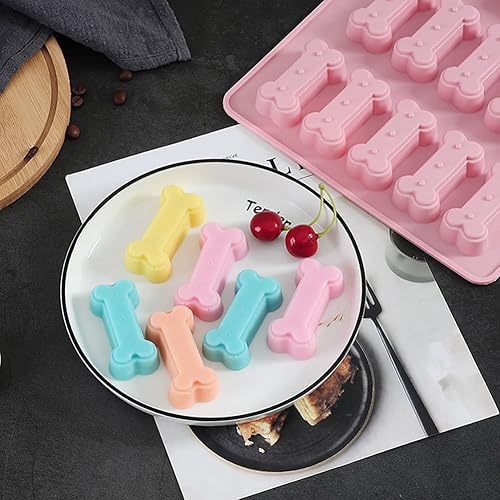 Miniatura 7 de 1 molde de silicona con forma de hueso de cumpleaños para perro, 15 cavidades, bandejas reutilizables para galletas de caramelo de hielo, gelatina