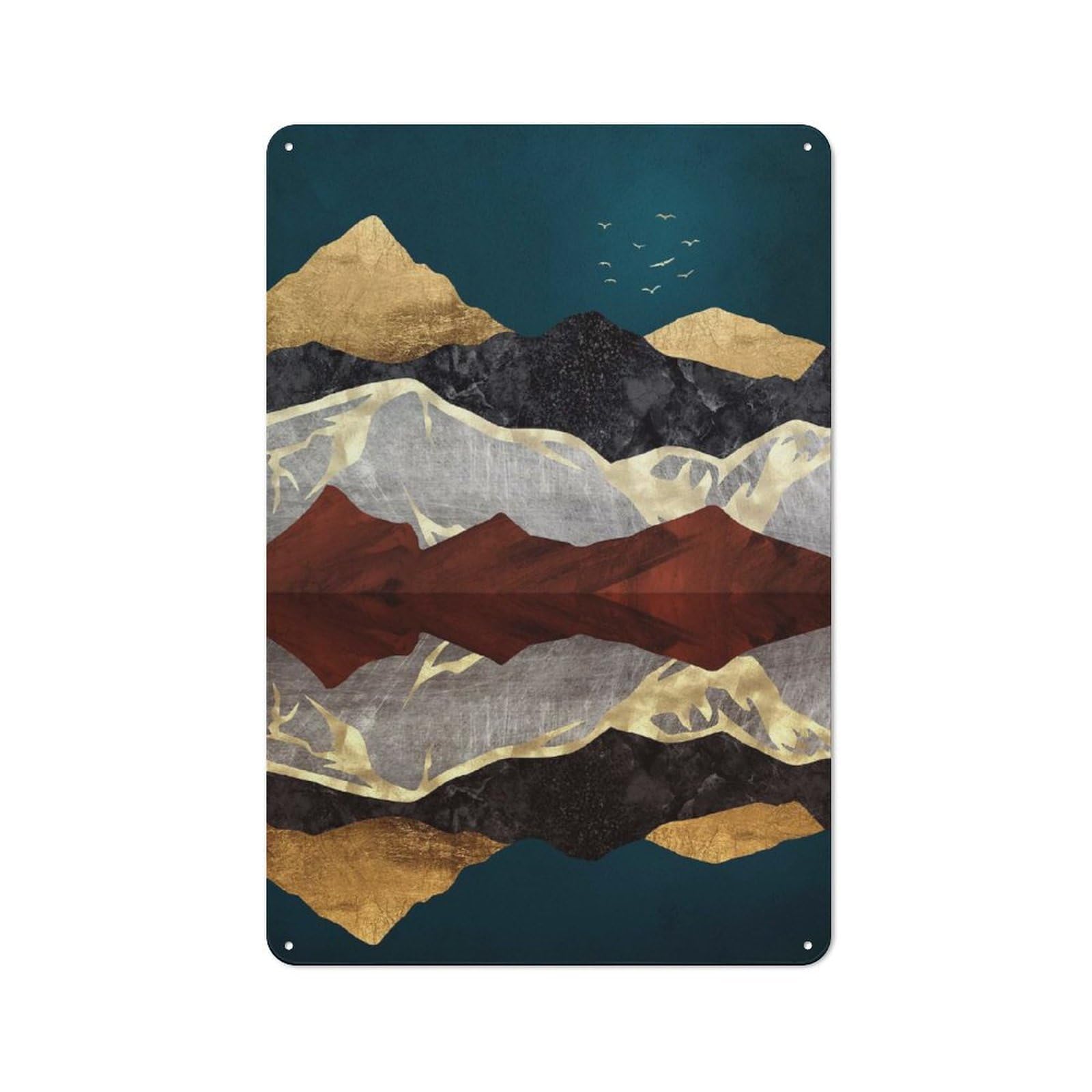 Junmoney Style-11 Mountain Peak Reflection Vintage Metal Wall Sign 30X20cm For Garage Wall, Suited To Garage Decor Collectors