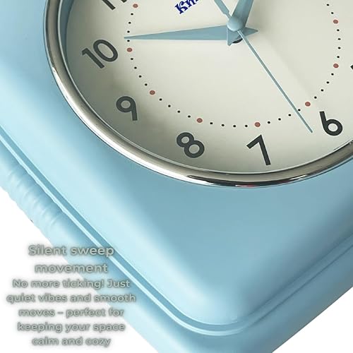 Miniatura 3 de Reloj de pared cuadrado retro de 9 pulgadas, funciona con pilas, reloj decorativo silencioso sin tictac para el hogar, oficina, cocina, dormitorio,