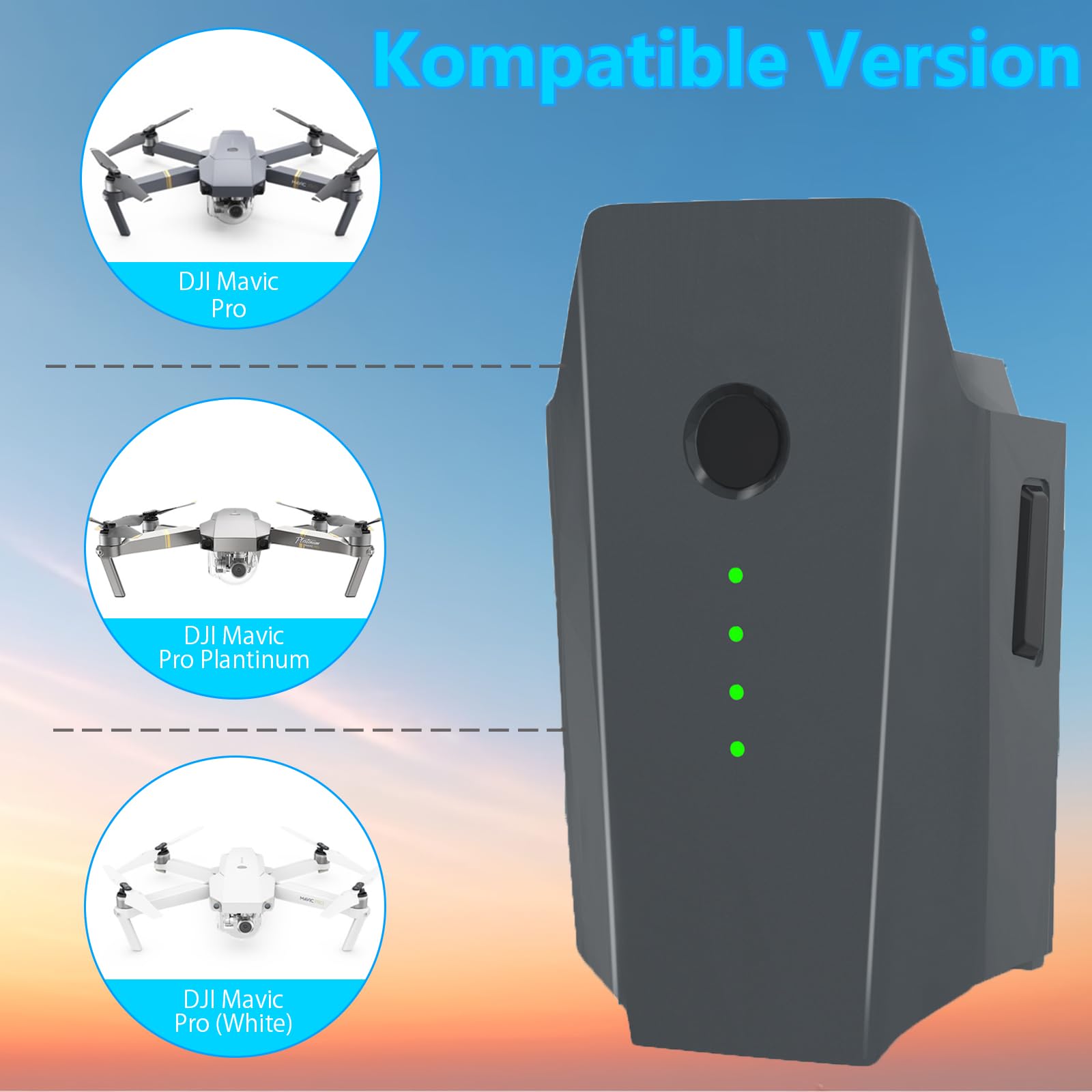 Homesuit Mavic Pro - Batería de repuesto para DJI Mavic Pro Platinum, Alpine, White Drone (2 unidades, 11,4 V, 3830 mAh)