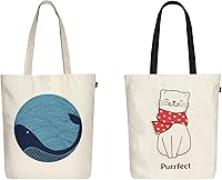 Vista 48 de Ecoright - Bolsa de mano para mujer con cremallera, bolsa de mano pequeña, bolsa de lona, bolsa de algodón reutilizable para playa, comestibles