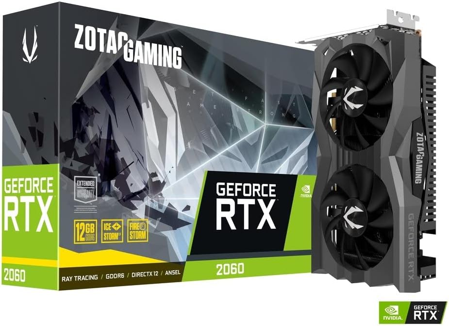 Zotac Rtx 2060 Twin Fan Gaming 12Gb, Gddr6, Hdmi, 3Xdp, Nero, 20.32 x 5.08 x 10.16 cm; 600 grammi Zotac Rtx 2060 Twin Fan Gaming 12Gb, Gddr6, Hdmi, 3Xdp, Nero, 20.32 x 5.08 x 10.16 cm; 600 grammi
