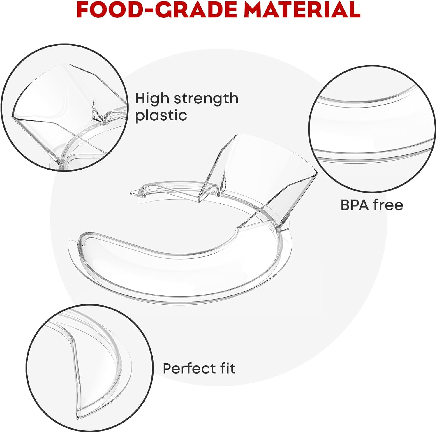 Pouring Shield & Flex Edge Beater for Kitchenaid Mixer - Fits 4.5~5QT Bowls (Stainless Steel, Glass, Ceramic) - Attachment for Kitchenaid Mixers