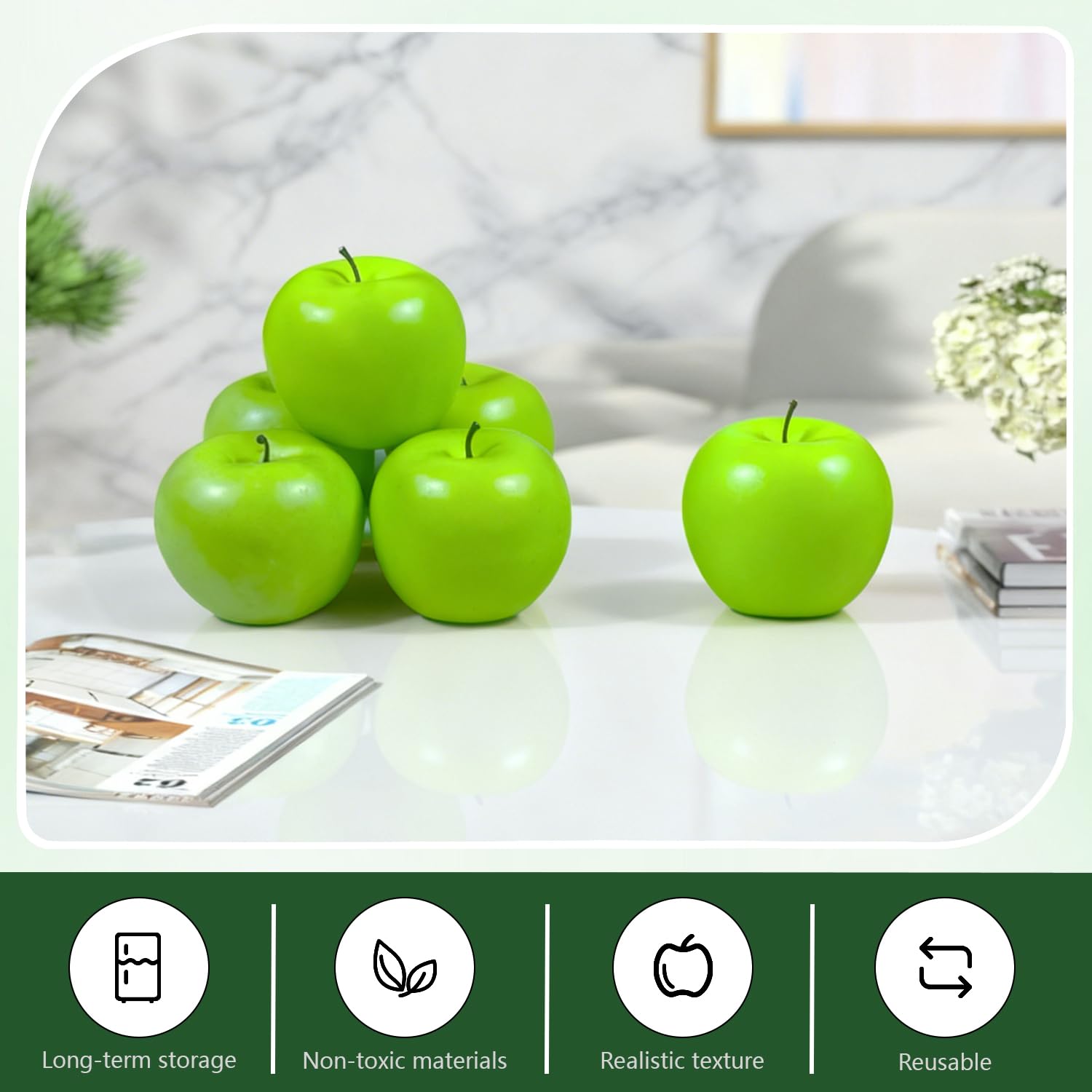 Aomeiter Artificial Apples Green, Box of 12 Pcs By JZKJ : Amazon