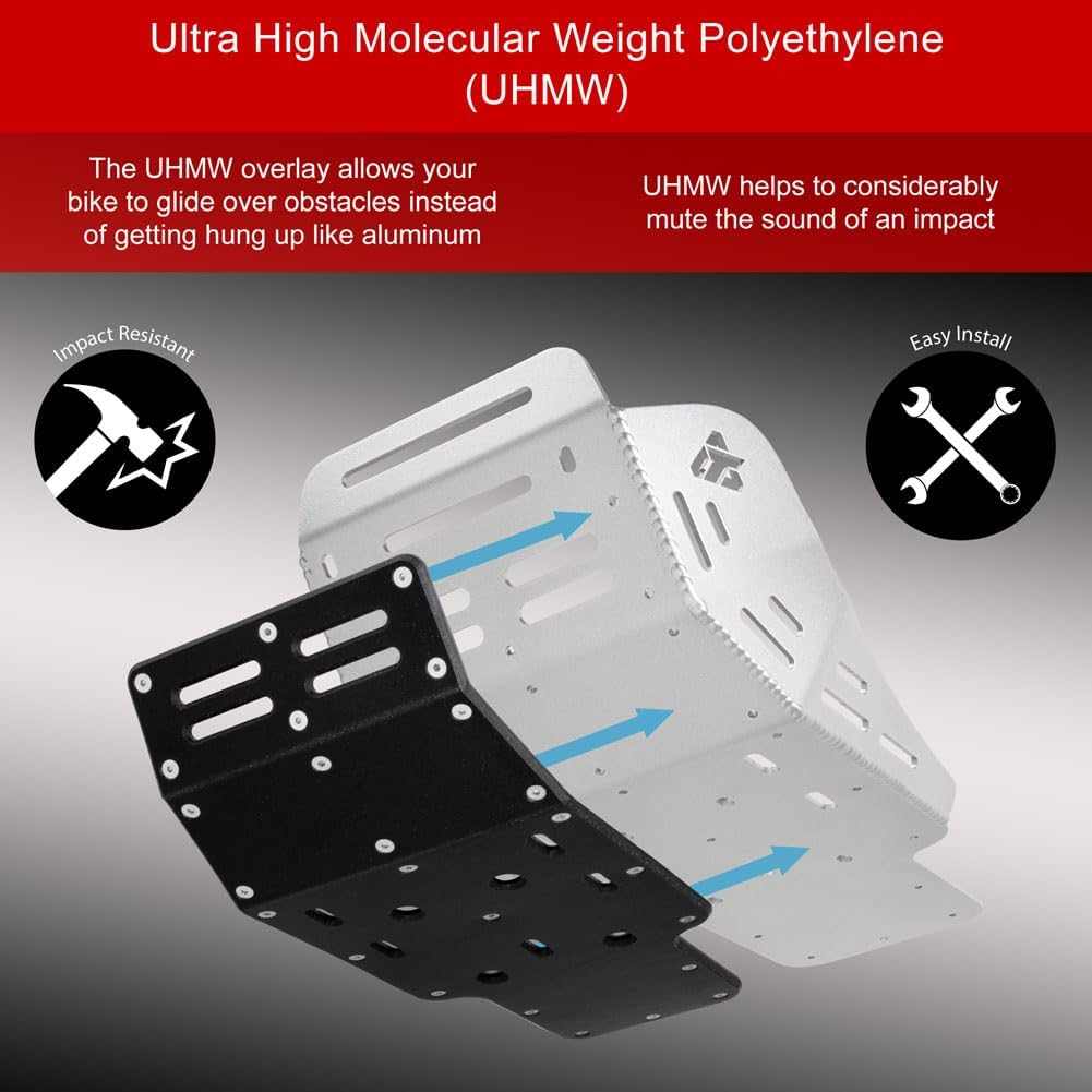 Tusk Quiet Glide Adventure Skid Plate Heavy-Duty Aluminum with UHMW Armor Motorcycle Engine Protection Compatible with CF Moto Ibex 800 2023-2026