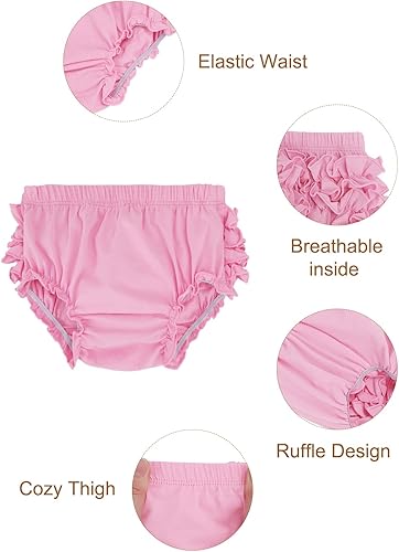 Miniatura 4 de Century Star Baby Bloomers - Funda para pañales con volantes para niñas y recién nacidos, pantalones cortos de algodón