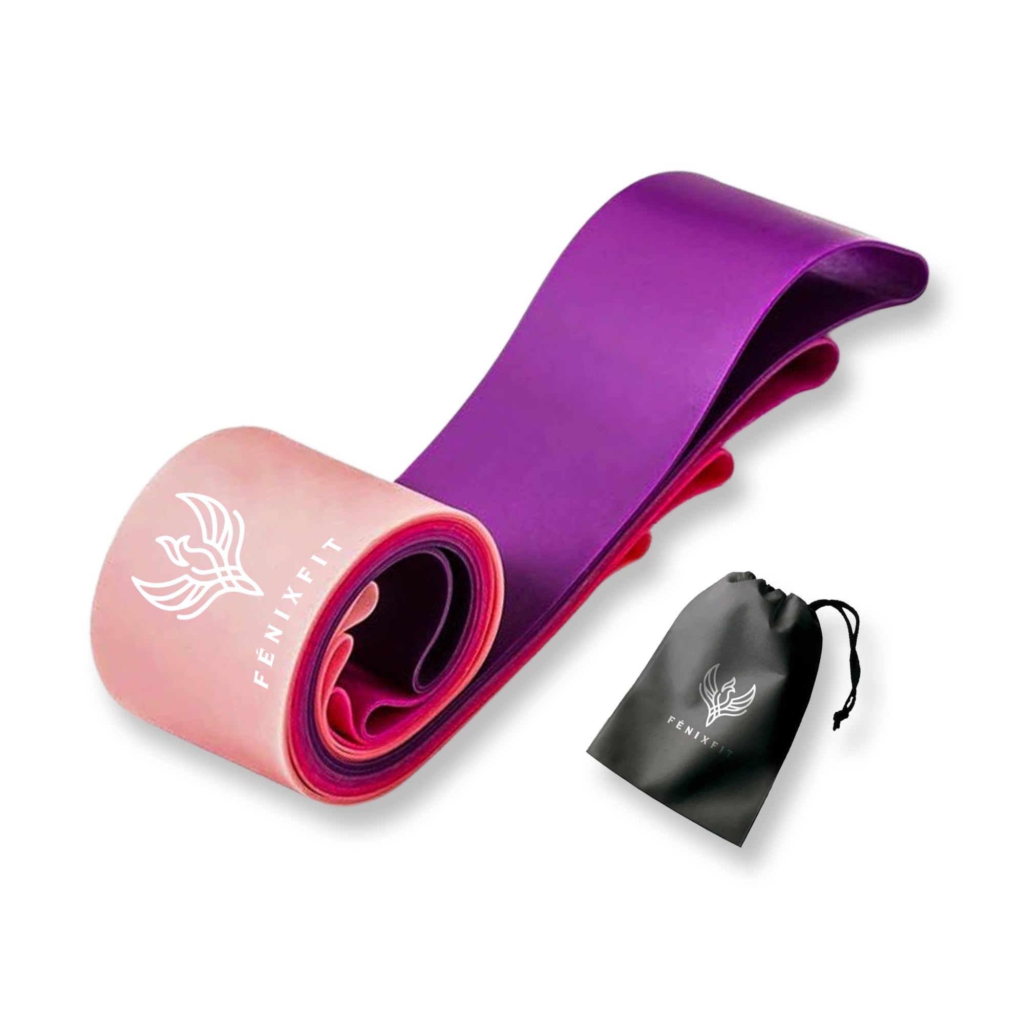 FÉNIXFIT Elastic Fitness Bands, Set of 5 Resistance and Muscle Bands 100% Latex Exercise Bands for Yoga, Pilates, Buttocks, Arms and Legs (Pink)