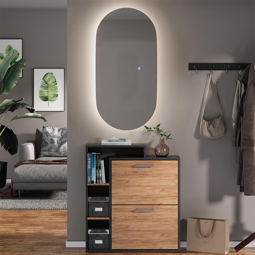Vicco Specchio bagno Miral, Vetro, 100 x 50 cm con retroilluminazione, per montaggio a parete con illuminazione LED integrata