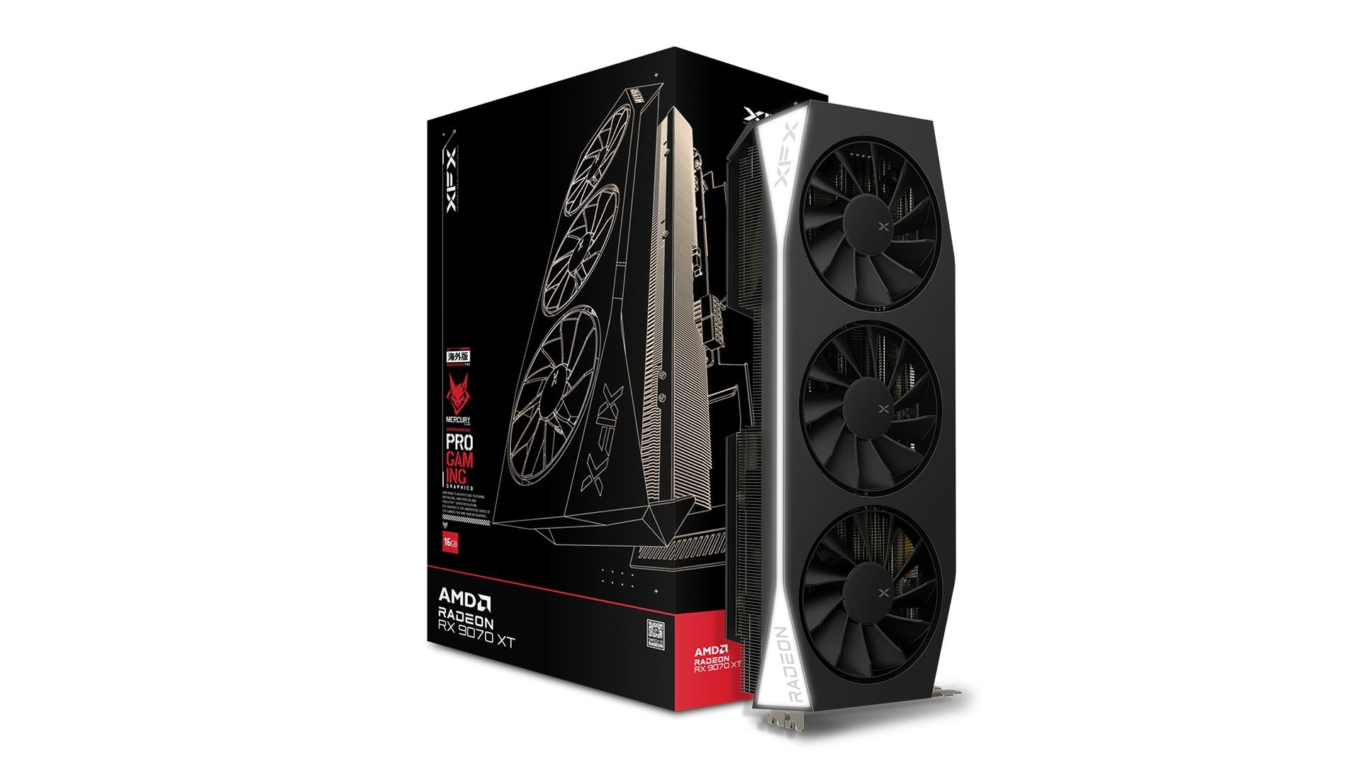 XFX Mercury AMD Radeon RX 9070XT Gaming Edition con 16GB GDDR6 HDMI 3xDP, AMD RDNA™ 4 (RX-97TMERCB9)