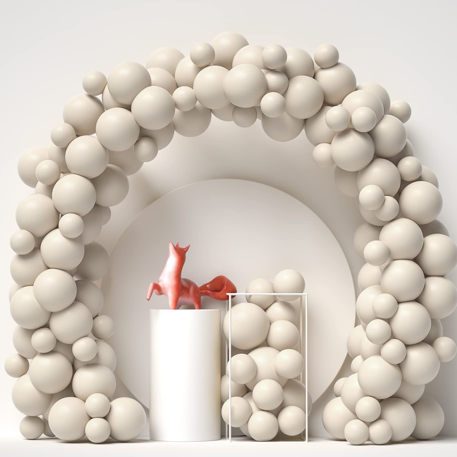 JaninusWhite Sand Balloons Different Sizes 12inch(50Pcs) + 5inch(30Pcs) Nude White Balloons White Party Balloons White Cream Latex Balloons for Birthday Baby Shower Wedding Party Decoration