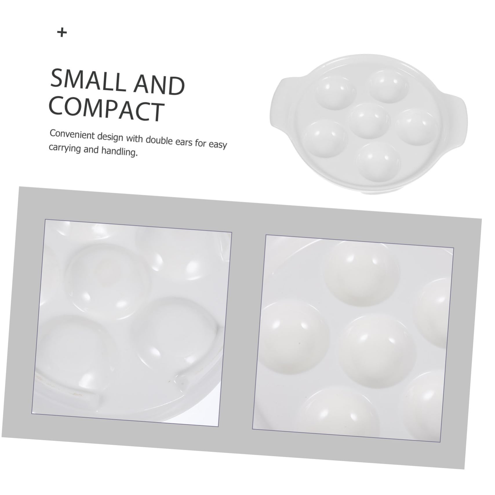 NUOBESTY Platos de Aperitivo de Cerámica Doble Oreja 18 Cm Porcelana Resistente Alta Temperatura para Caracoles Mariscos Cocina Hogar Pack 4 Unidades