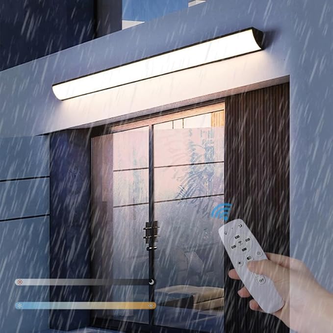 ZYGPH Buiten wandlampen binnen lange strip wandlamp moderne rechthoekige IP65 waterdichte wandlamp met bewegingssensor wandverlichting patio woonkamer binnenplaats lamp Garde, zwart 60cm