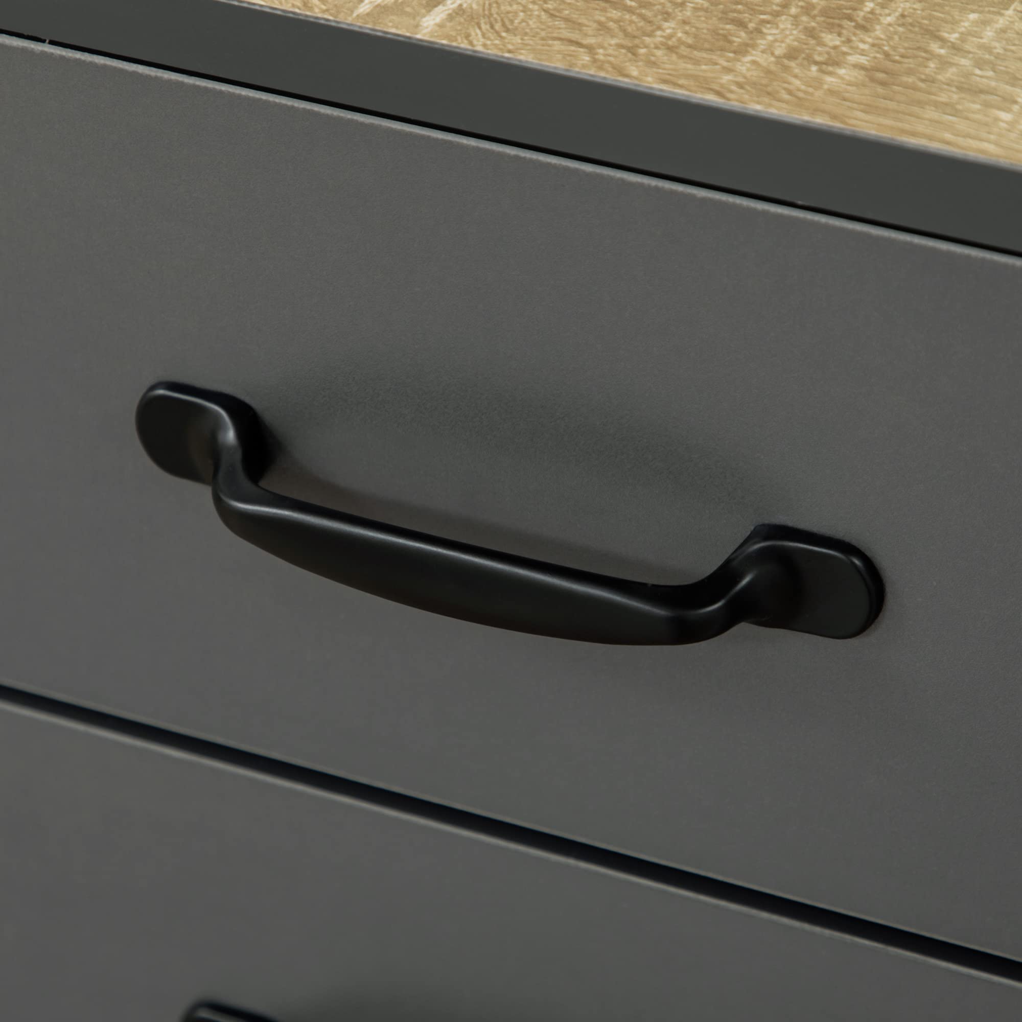 HOMCOM Buffet Cuisine Armoire Meuble de Rangement 180 cm Noir Bois Gris | pour Cuisine, Salon, Salle de Bain, Design Industriel, Piètement Métal, Meubles de Salle à Manger