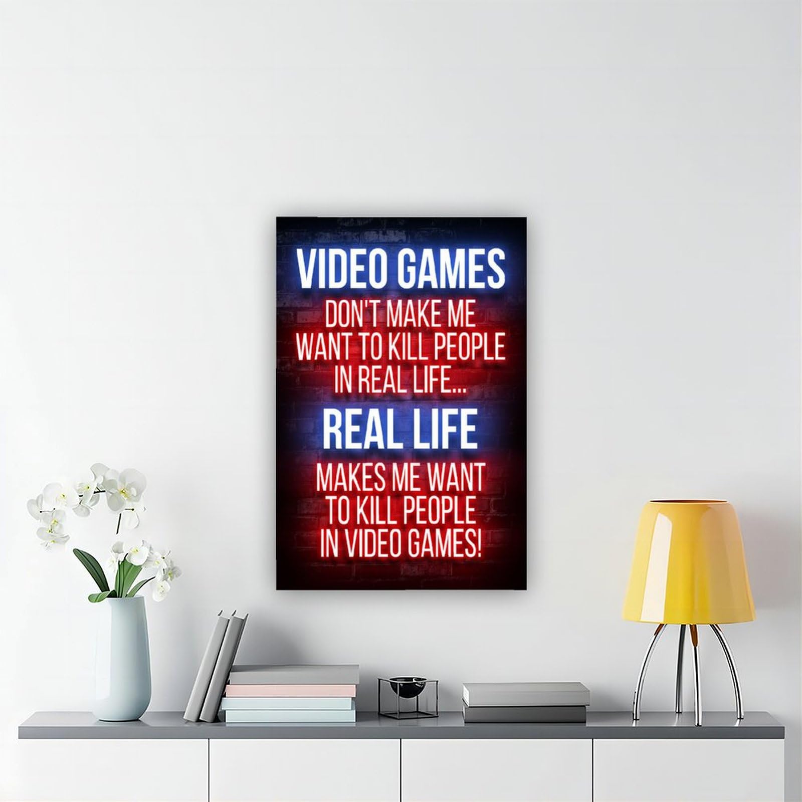 Póster de videojuegos contra la vida real para estética de la habitación, lienzo para pared e impresión, 40 x 60 cm