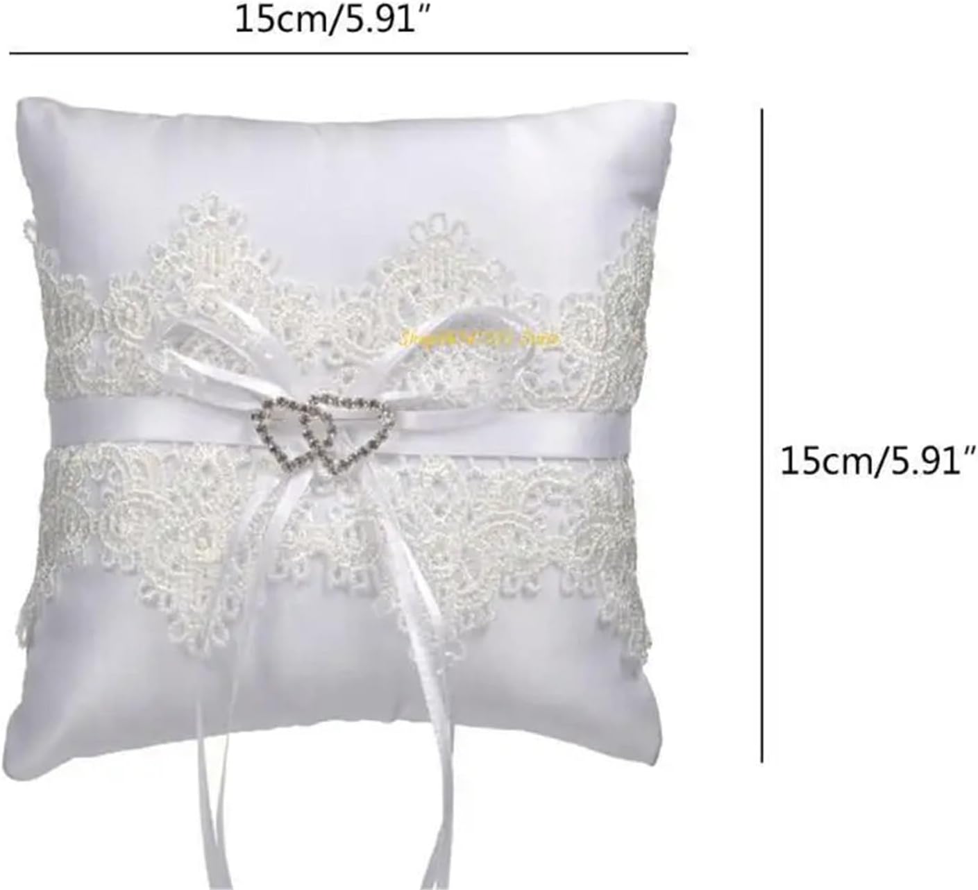Wedding Ring Bearer Pillow 2pcs 15x15cm Lace Rings Pillow European Holder for Wedding Engagement Anniversary Decorations