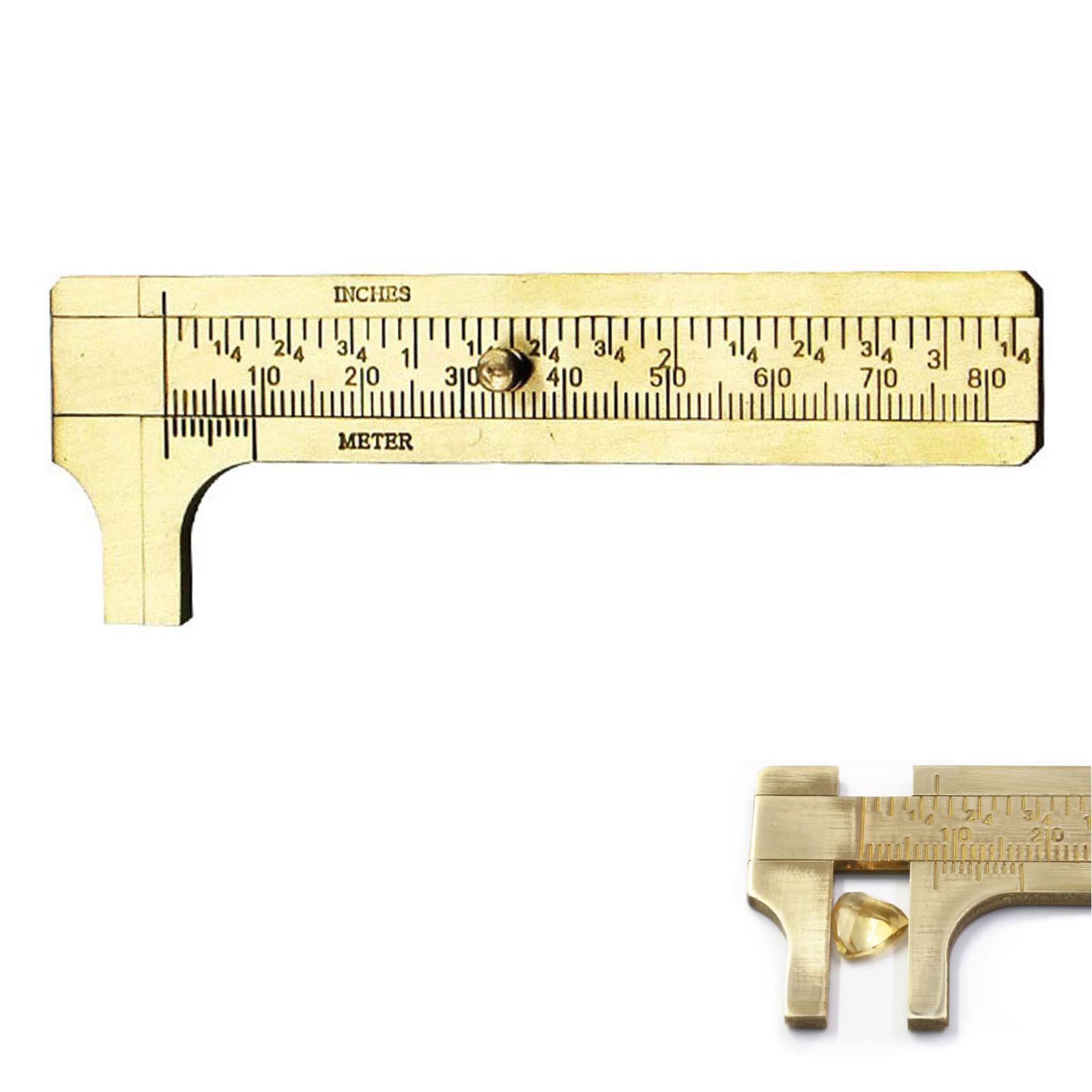 2er-Set Mini-Messschieber Aus Messing – 100mm, Doppelskala, Vintage, Analog