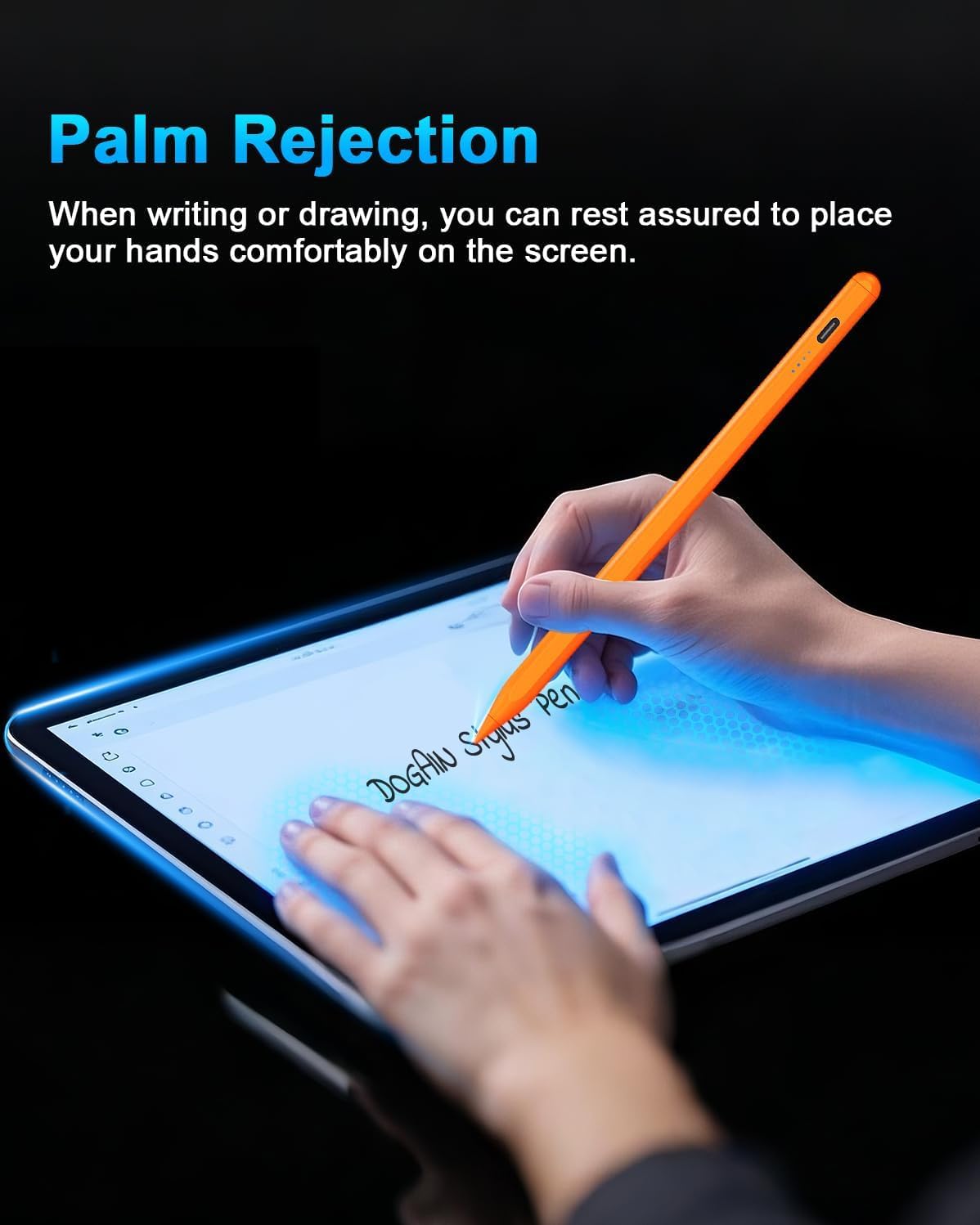 Lápiz capacitivo para iPad – Lápiz de carga tipo C para iPad Palm Rejection Active Pen compatible con Apple iPad 6/7/8/9/10/11(A16), Air 3/4/5/M2/M3, Mini 5/6, Pro de 11 pulgadas, 12.9 pulgadas/M4