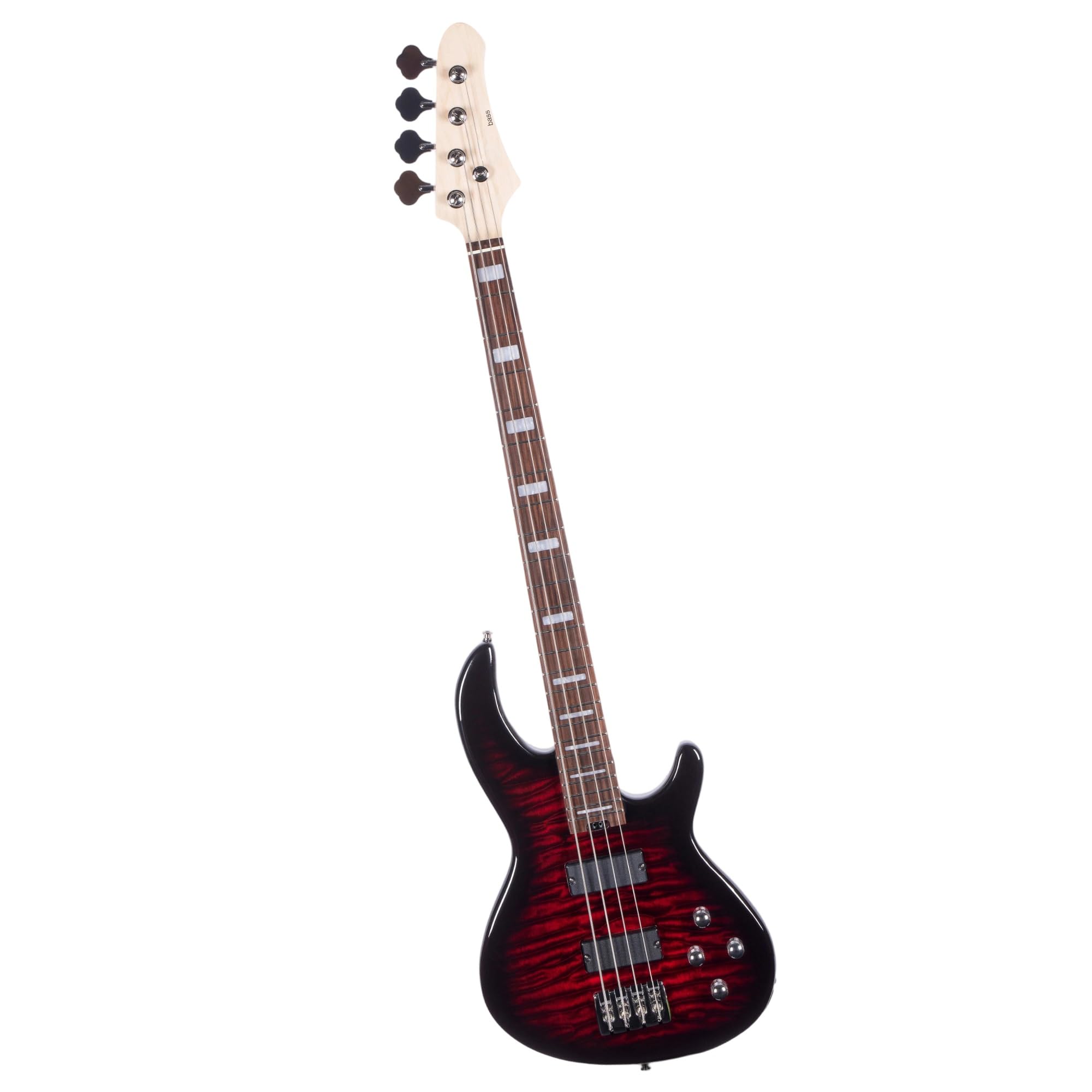 Gitara Elektryczna Miłośnik Muzyki Elektryczna Gitara Basowa Chromowane Gałki Palisandrowa Podstrunnica Ćwicz Grę(Dark Red)