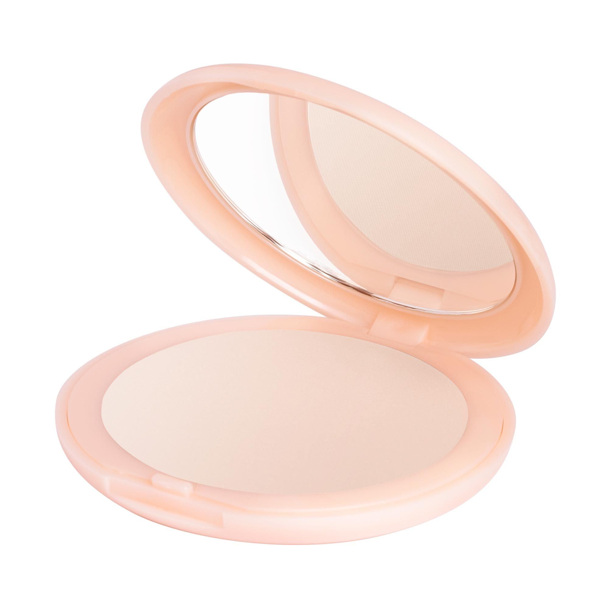 Neve Cosmetics cipria compatta con specchietto incorporato Flat Perfection, impalpabile e trasparente | "Fluffy Matte"