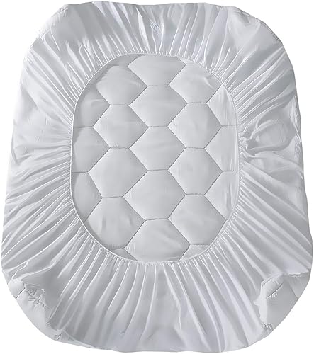 Miniatura 6 de Protector de colchón Queen de 8 a 21 pulgadas de profundidad ultra suave acolchado para dormitorio hogar hotel color blanco