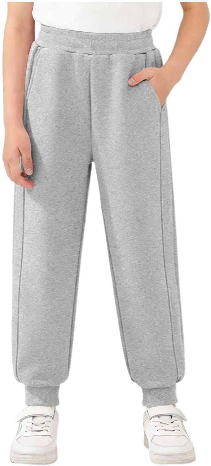 Joggers for Girls Lightweight High Waist Baggy Sweatpants with Pockets Workout Lounge Sweatpants 3-13 Years