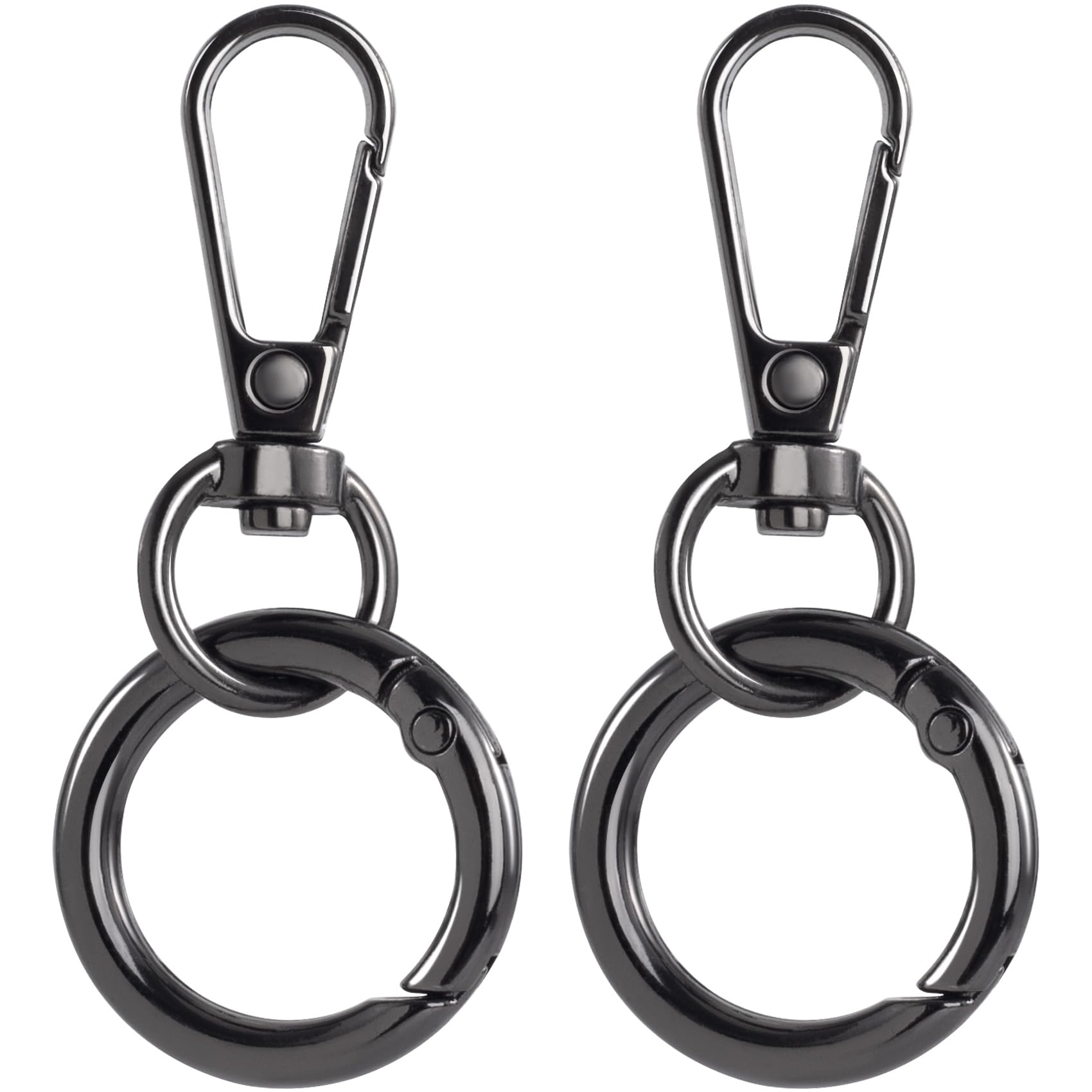 OIIKI Drehverschluss-Clips – 2 Sets, Schwarz, Metall-Karabiner Mit Doppelter Öffnung