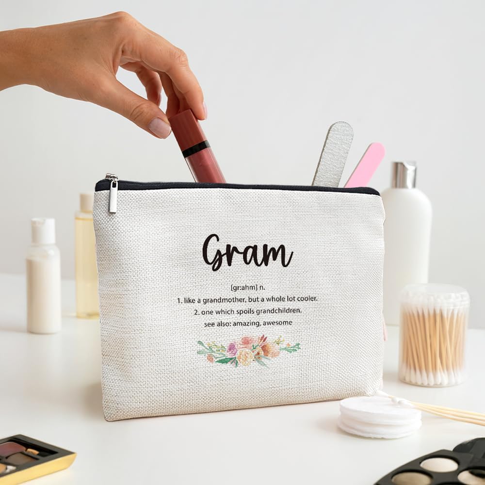 Gram Gifts Makeup Bag, Best Gram Gifts for Christmas from Grandkids Cosmetic Bag for Women, Grandma Gift from Granddaughter Grandson Toiletry Bags Zipper Makeup Pouch - Image 3